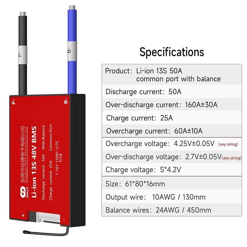 BMS DALY 13S 48V 50A Liion Batería Autobalanceo - Imagen 3