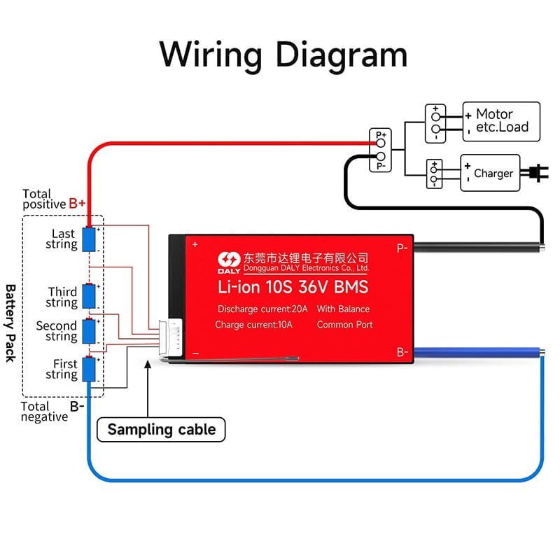BMS DALY 10S 36V 20A Li-ion Batería - Imagen 4