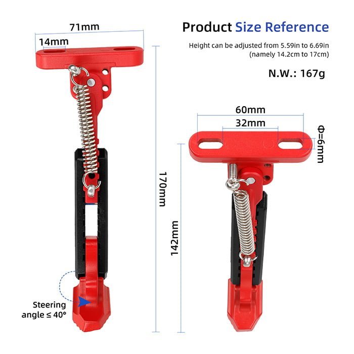 Pata de cabra ajustable para Xiaomi M365/Pro /Pro2/1S/MI3 (roja-negro) - Imagen 3