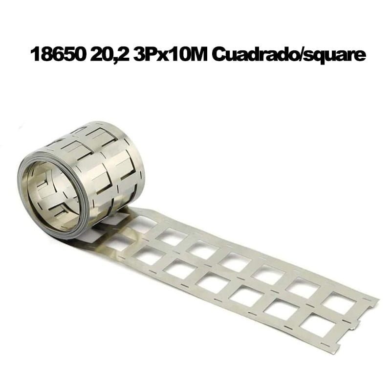 Rollos de Níquel para Baterías 18650 – pa modelo: cuadrado | pa size: 015x205-3p-10m